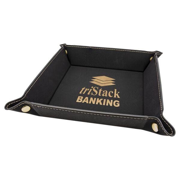 6" x 6" Laserable Leatherette Snap Up Tray with Snaps Thumbnail