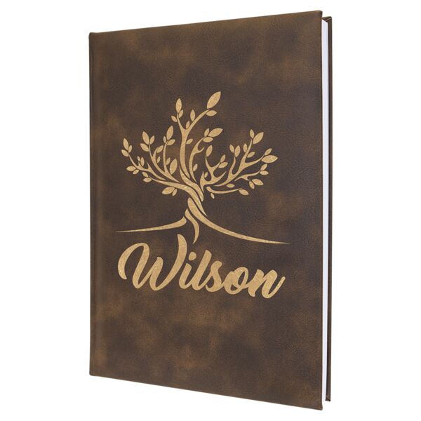 7" x 9 3/4" Rustic/ Laserable Leatherette Sketch Book with Unlined Note pad Thumbnail