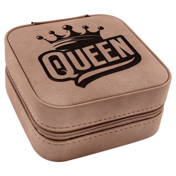 Travel Jewelry Box - Laserable Leatherette, Creekside Collection, 4" x 4", Blush Thumbnail