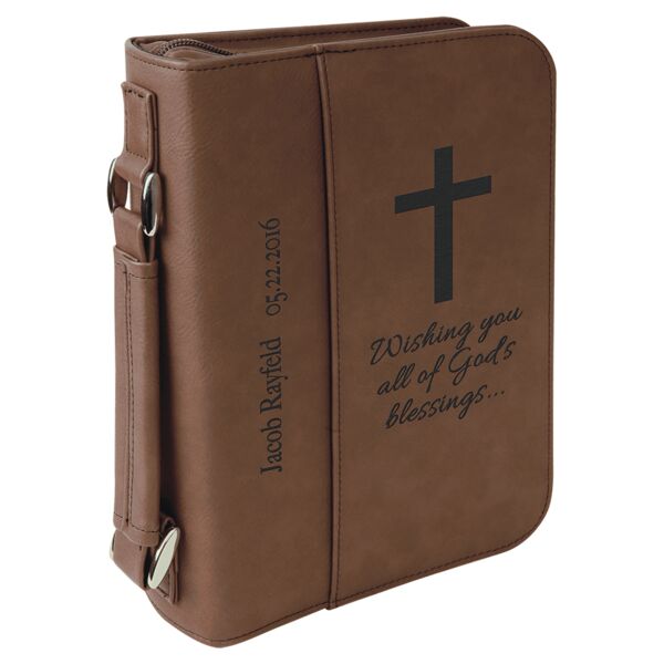 6 3/4" x 9 1/4" Leatherette Book/Bible Cover with Handle & Zipper Thumbnail