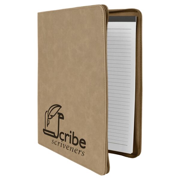 9 1/2" x 12" w/ Zipper Laserable Leatherette Portfolio with Notepad Thumbnail