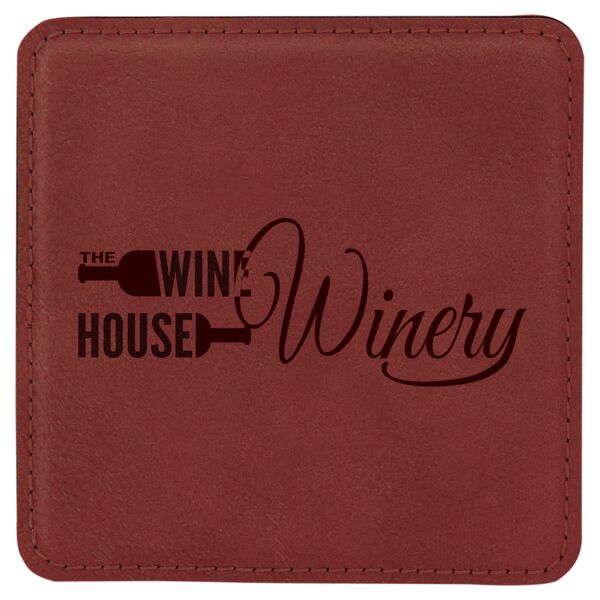 4" x 4" Square Rose Laserable Leatherette Coaster Thumbnail