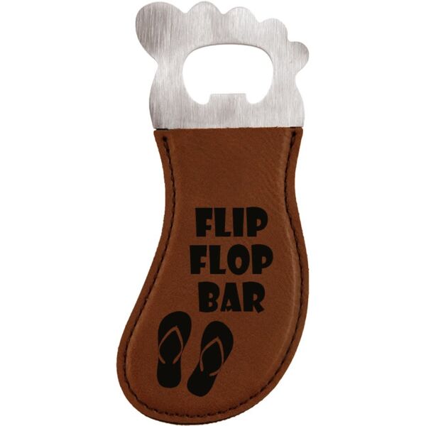 Laserable Leatherette Foot Shaped Bottle Opener with Magnet Thumbnail