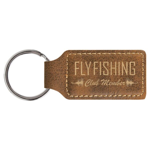 2 3/4" x 1 1/4" Rustic/ Laserable Leatherette Rectangle Keychain Thumbnail