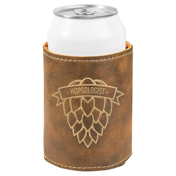 3 3/4" Rustic/ Laserable Leatherette Beverage Holder Thumbnail
