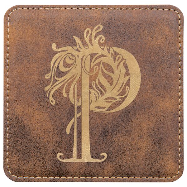 4" x 4" Square Rustic/ Laserable Leatherette Coaster Thumbnail