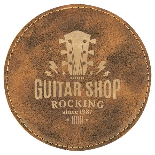 4" Round Rustic/ Laserable Leatherette Coaster Thumbnail