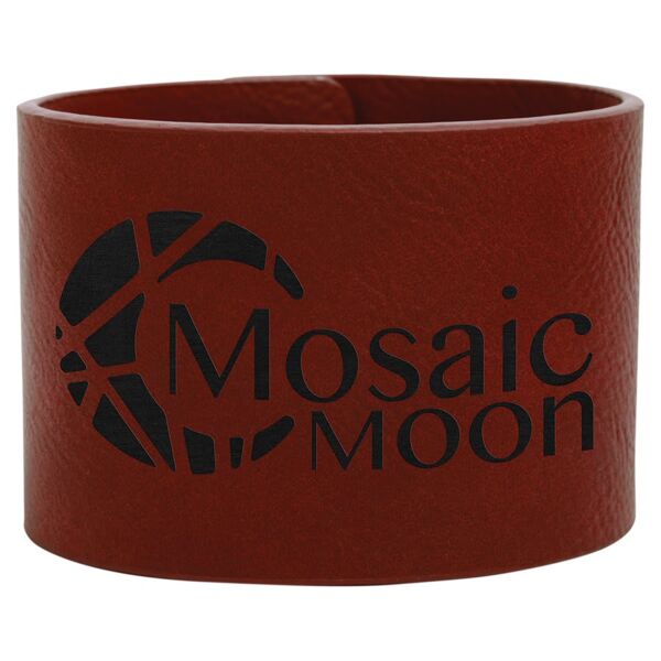 9 1/2" x 2" Rose Laserable Leatherette Cuff Bracelet Thumbnail