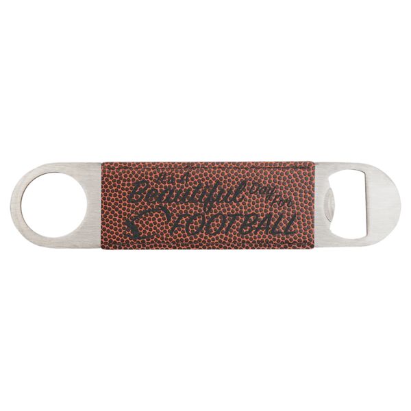 1 1/2" x 7" Football Laserable Leatherette Bottle Opener Thumbnail