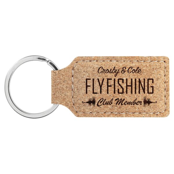 2 3/4" x 1 1/4" Cork Rectangle Keychain Thumbnail