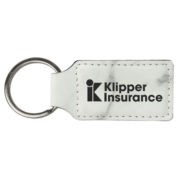 2 3/4" x 1 1/4" Marble Laserable Leatherette Rectangle Keychain Thumbnail