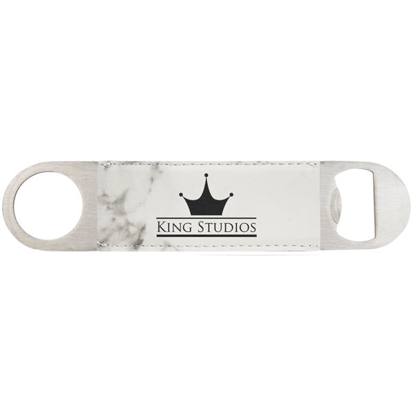 1 1/2" x 7" Marble Laserable Leatherette Bottle Opener Thumbnail