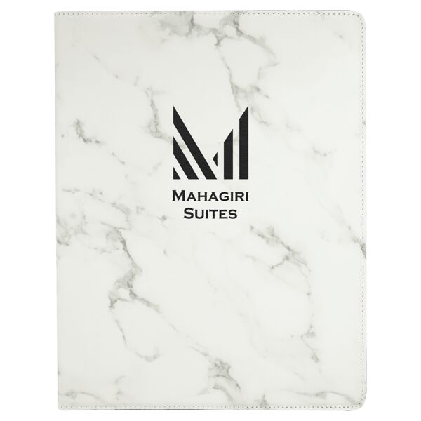 9 1/2" x 12" Marble Laserable Leatherette Portfolio with Notepad Thumbnail