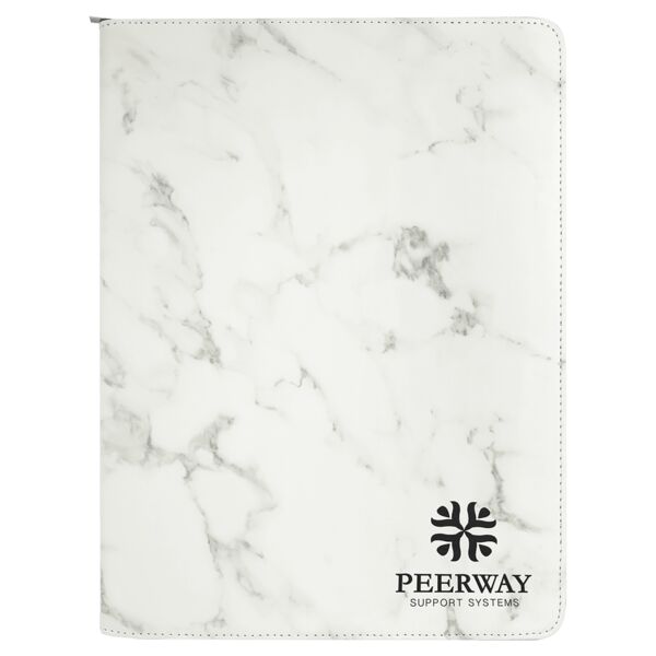 9 1/2" x 12" Marble with Zipper Leatherette Portfolio with Notepad Thumbnail