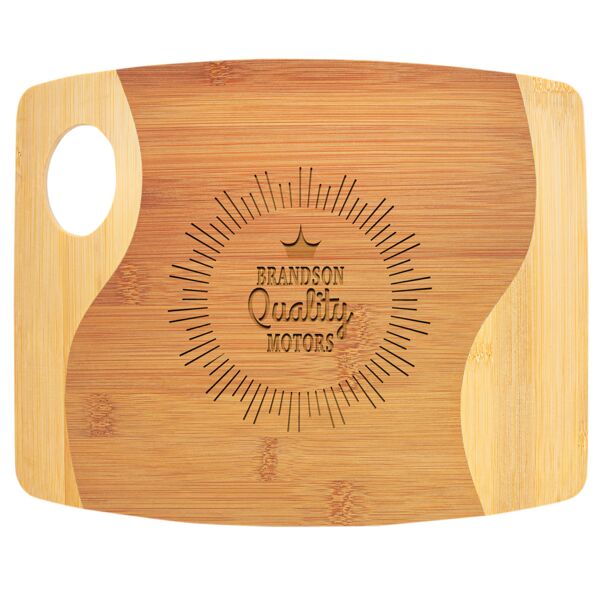11" x 9" x 5/16" Two Tone Cutting Board with Handle Thumbnail