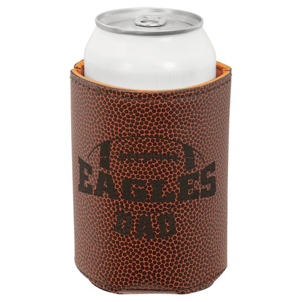 3 3/4" Football Laserable Leatherette Beverage Holder Thumbnail