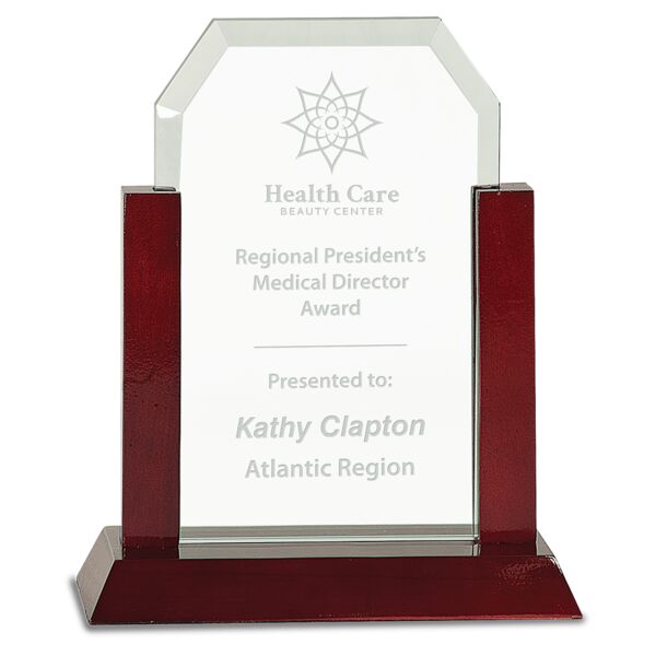 8" Gateway Jade Clip Corner Glass Award with Finish Base Thumbnail