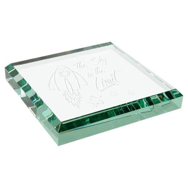 3" x 3" x 1/2" Jade Glass Paperweight Thumbnail