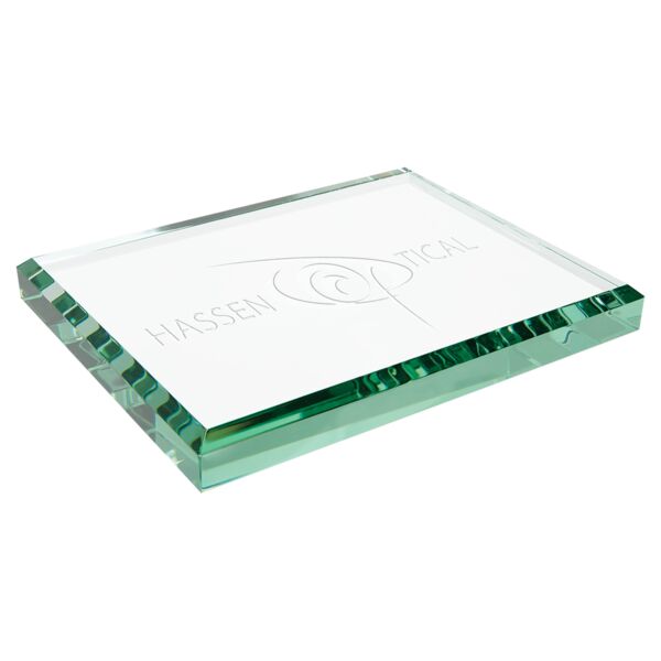 4 1/2" x 3 1/2" x 1/2" Jade Glass Paperweight Thumbnail