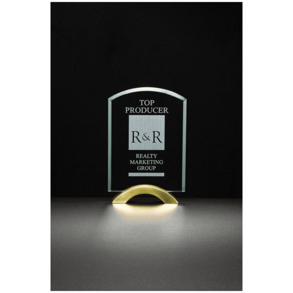 6" x 8 3/4"Arch Series Glass Award with Metal Base Thumbnail