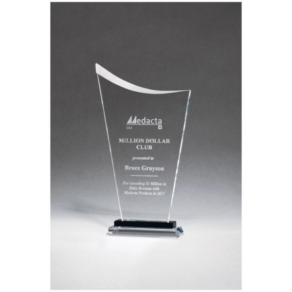 5 1/2" x 10 1/2" Contemporary Glass Award with Pedestal Base Thumbnail