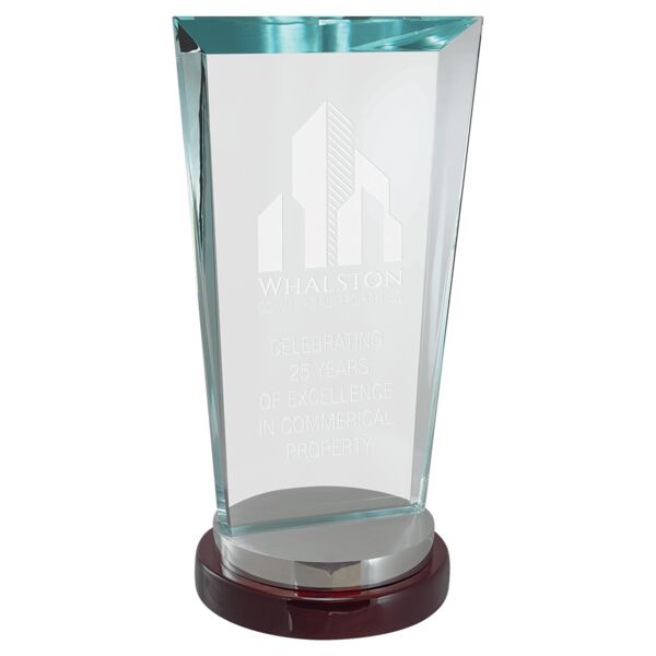 4 1/4" x 9" Premium Series Glass Award with and Aluminum Base Thumbnail