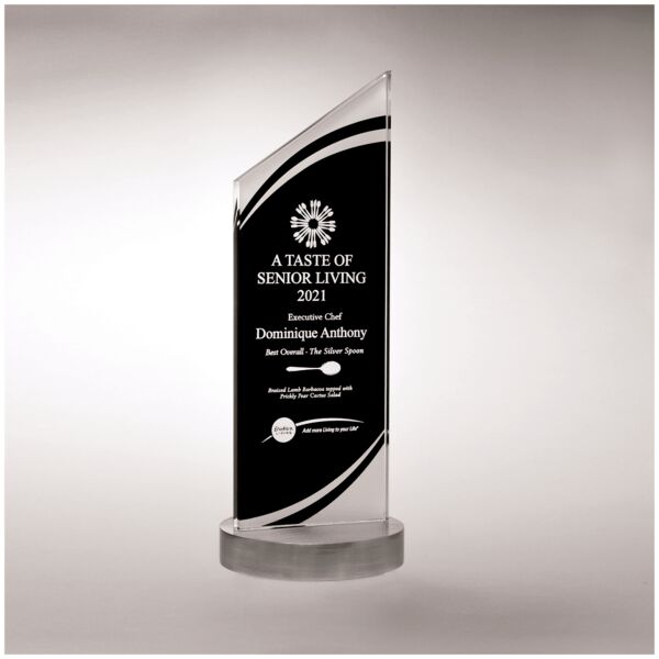 3 1/2" x 9 3/8" x 3/8" Thick Zenith Series Silkscreened Glass with Frosted Accents, Heave Aluminum Base Thumbnail