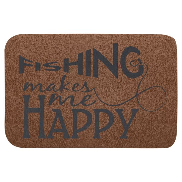 3" x 2" Rectangle Brown Genuine Leather Patch with Adhesive Thumbnail