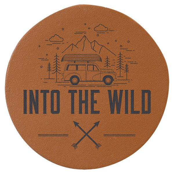 2 1/2" Round Caramel Genuine Leather Patch with Adhesive Thumbnail