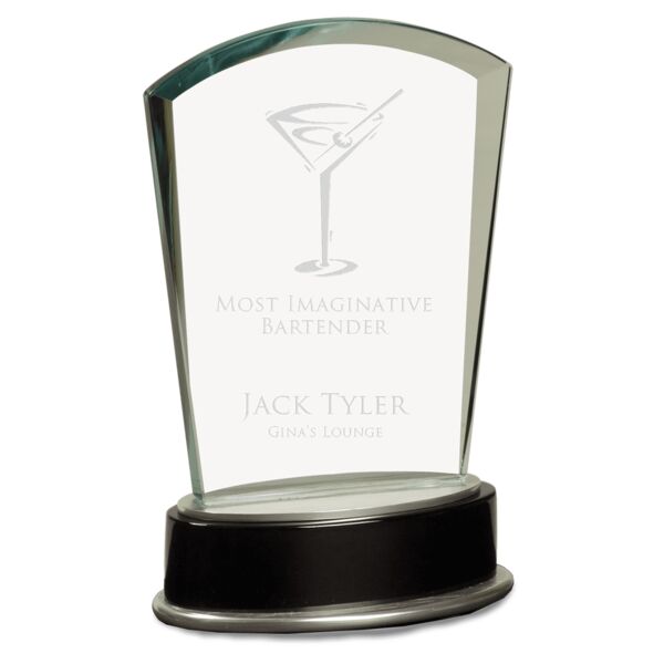 6 3/4" Jade Fan Metro Glass with and Piano Finish Base Thumbnail