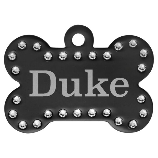 1 1/2" x 1" Laserable Anodized Aluminum Swarovski Bling Bone with Tab Thumbnail