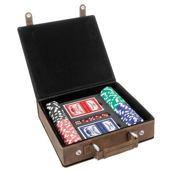 Rustic/ Laserable Leatherette 100 Chip Poker Set Thumbnail
