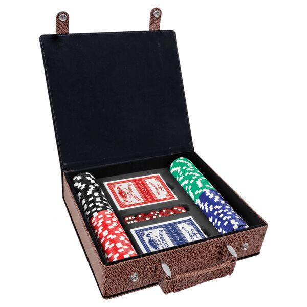 Football Laserable Leatherette 100 Chip Poker Set Thumbnail