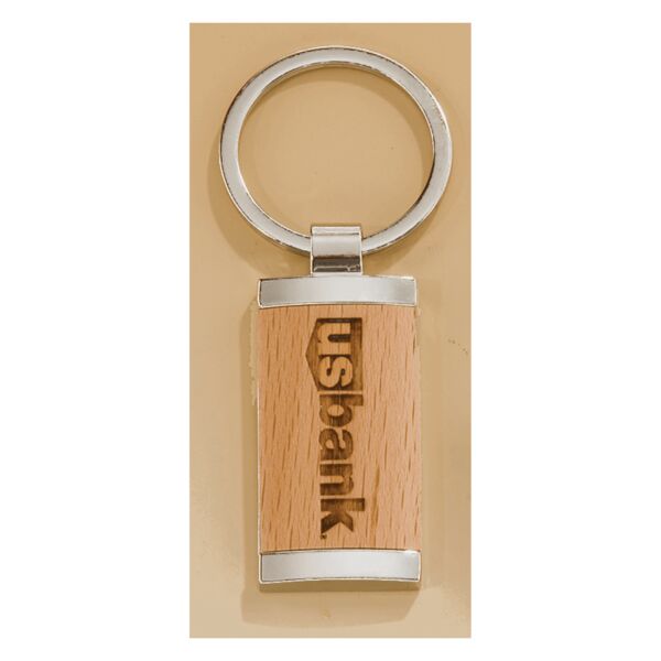 7/8" x 1 1/4" Rectangle Key Ring with Maplewood Insert Thumbnail