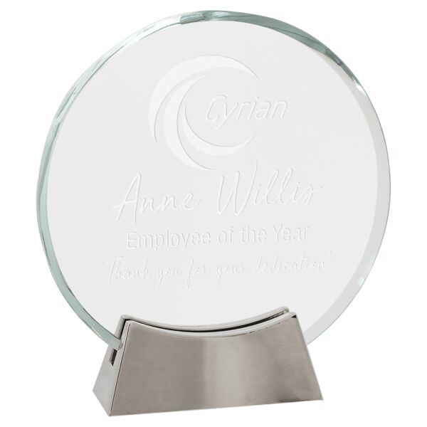 6 1/4" Round Platinum Glass with Full Metal Base Thumbnail
