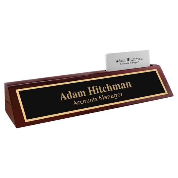 10 1/2" Piano Finish Desk Wedge with Business Card Holder Thumbnail