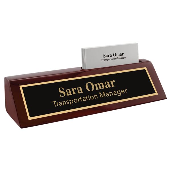 8 1/2" Piano Finish Desk Wedge with Business Card Holder Thumbnail