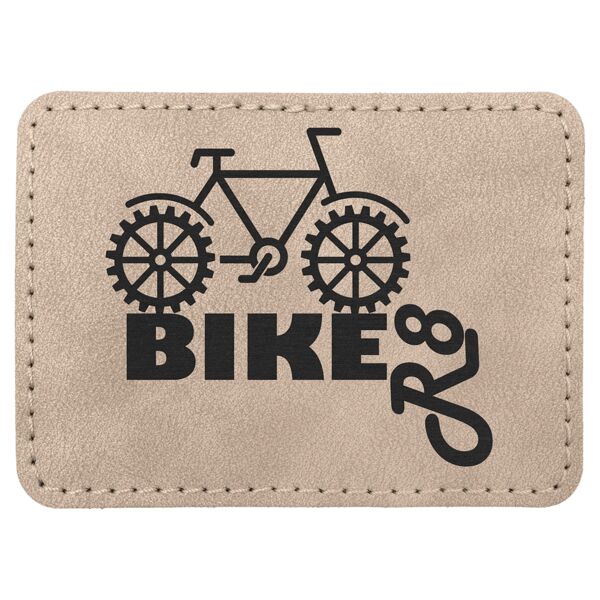 3 1/2" x 2 1/2" Light Tan Premier Laserable Leatherette Rectangle Patch with Kota Pro Adhesive - Creekside Collection Thumbnail