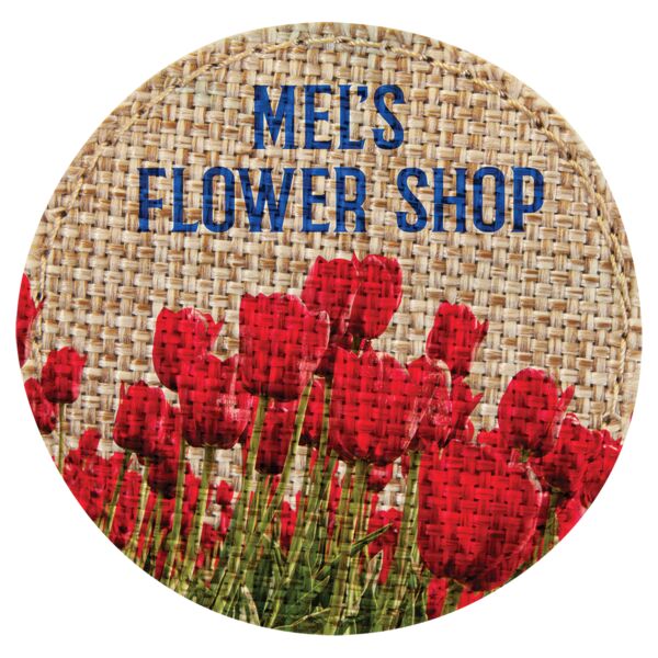 2 1/2" Round Burlap Sublimatable Patch with Adhesive Thumbnail