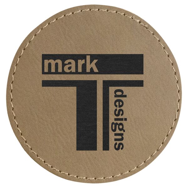 3" Round Laserable Leatherette Patch with Adhesive Thumbnail