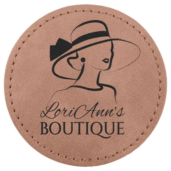 3" Blush Premier Laserable Leatherette Round Patch with Kota Pro Adhesive - Creekside Collection Thumbnail