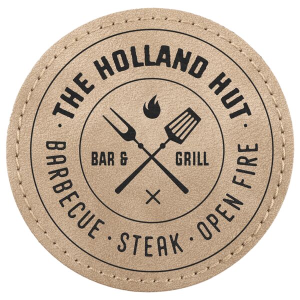 3" Round Light Tan Premier Laserable Leatherette Round Patch with Kota Pro Adhesive - Creekside Collection Thumbnail