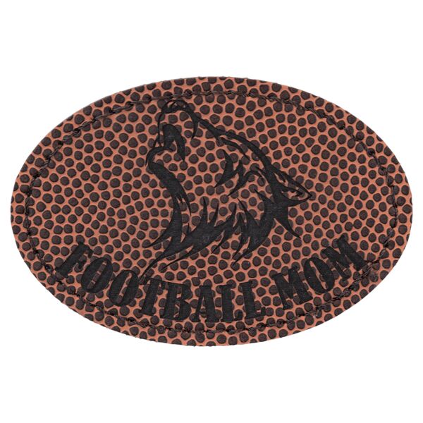 3" x 2" Oval Football Laserable Leatherette Patch with Adhesive Thumbnail