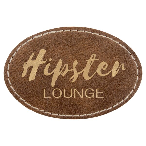 3" x 2" Rustic/ Laserable Leatherette Oval Patch with Kota Pro Adhesive Thumbnail