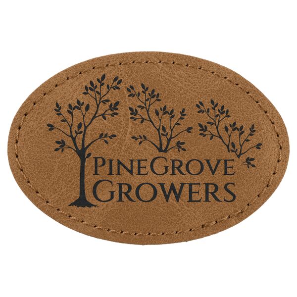 3" x 2" Medium Brown Premier Laserable Leatherette Oval Patch with Kota Pro Adhesive - Creekside Collection Thumbnail