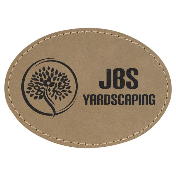 3 1/2" x 2 1/2" Laserable Leatherette Oval Patch with Adhesive Thumbnail