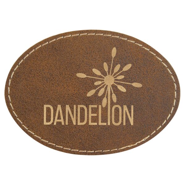 3 1/2" x 2 1/2" Rustic/ Laserable Leatherette Oval Patch with Adhesive Thumbnail