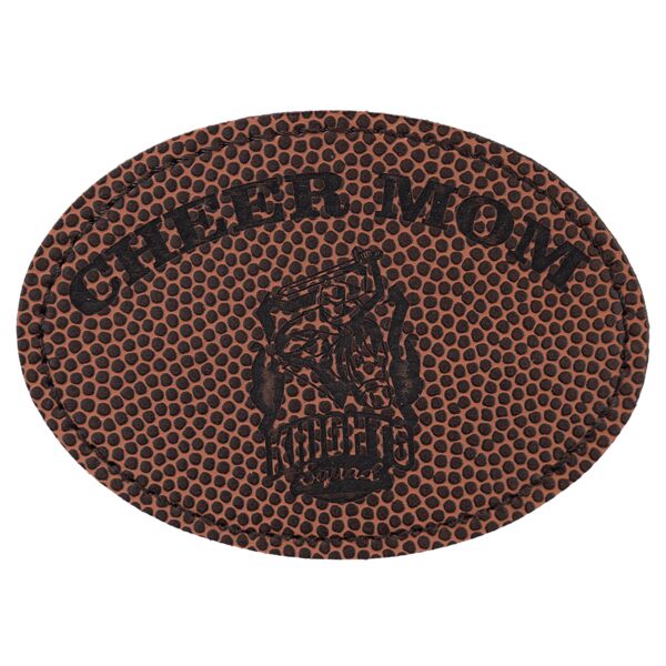 3 1/2" x 2 1/2" Football Laserable Leatherette Oval Patch with Adhesive Thumbnail