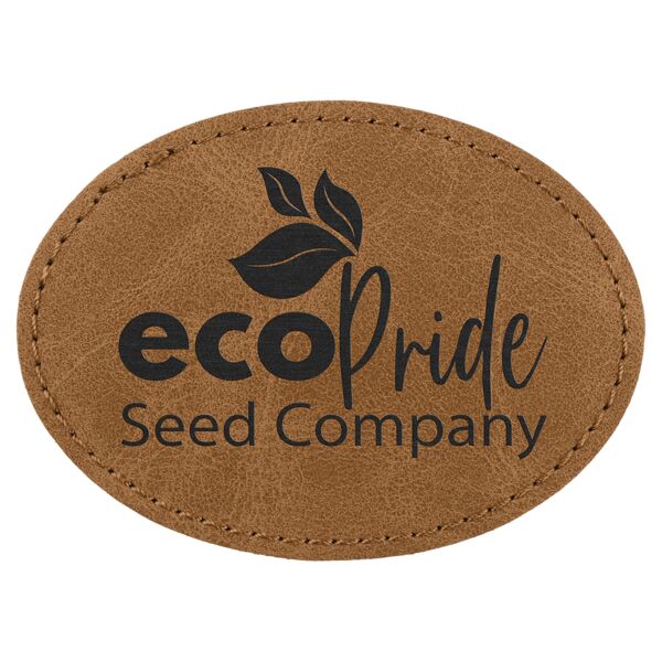 Oval Patch with Kota Pro Adhesive - Laserable Leatherette, Creekside Collection 3 1/2" x 2 1/2", Medium Brown Thumbnail