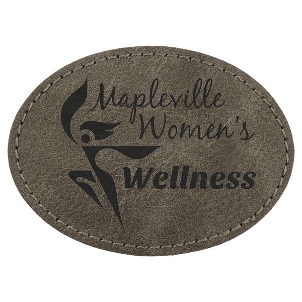 Oval Patch with Kota Pro Adhesive - Laserable Leatherette, Creekside Collection 3 1/2" x 2 1/2", Dark Thumbnail